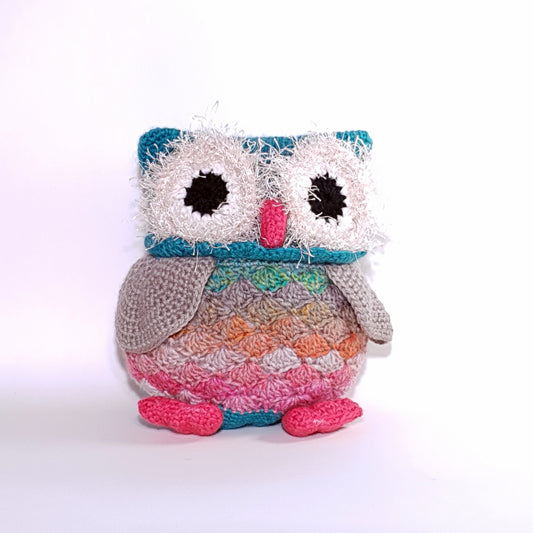 Colourful, cuddly crocheted toy Owl made in Australia