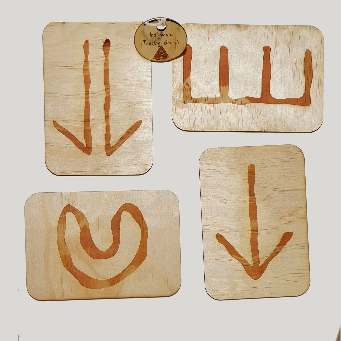 Tracing board set with Aboriginal symbols