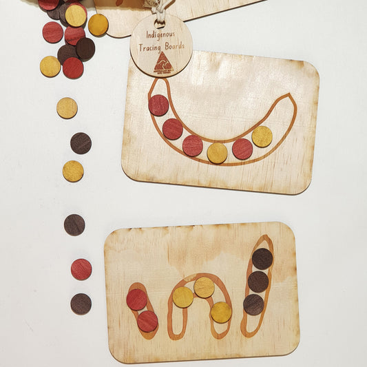 Tracing board set with Aboriginal symbols